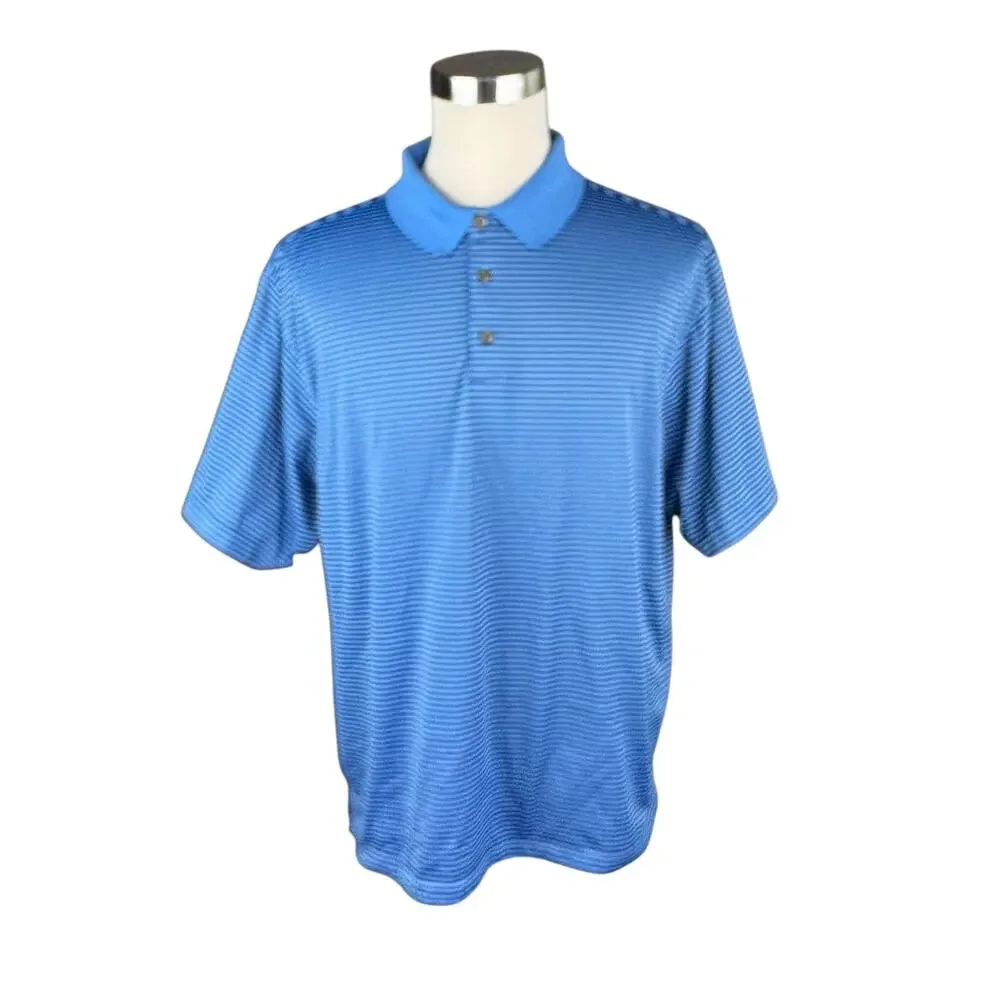 George Golf 2XL (50/52) Blue Stripe Performance Polo Shirt Short Sleeve